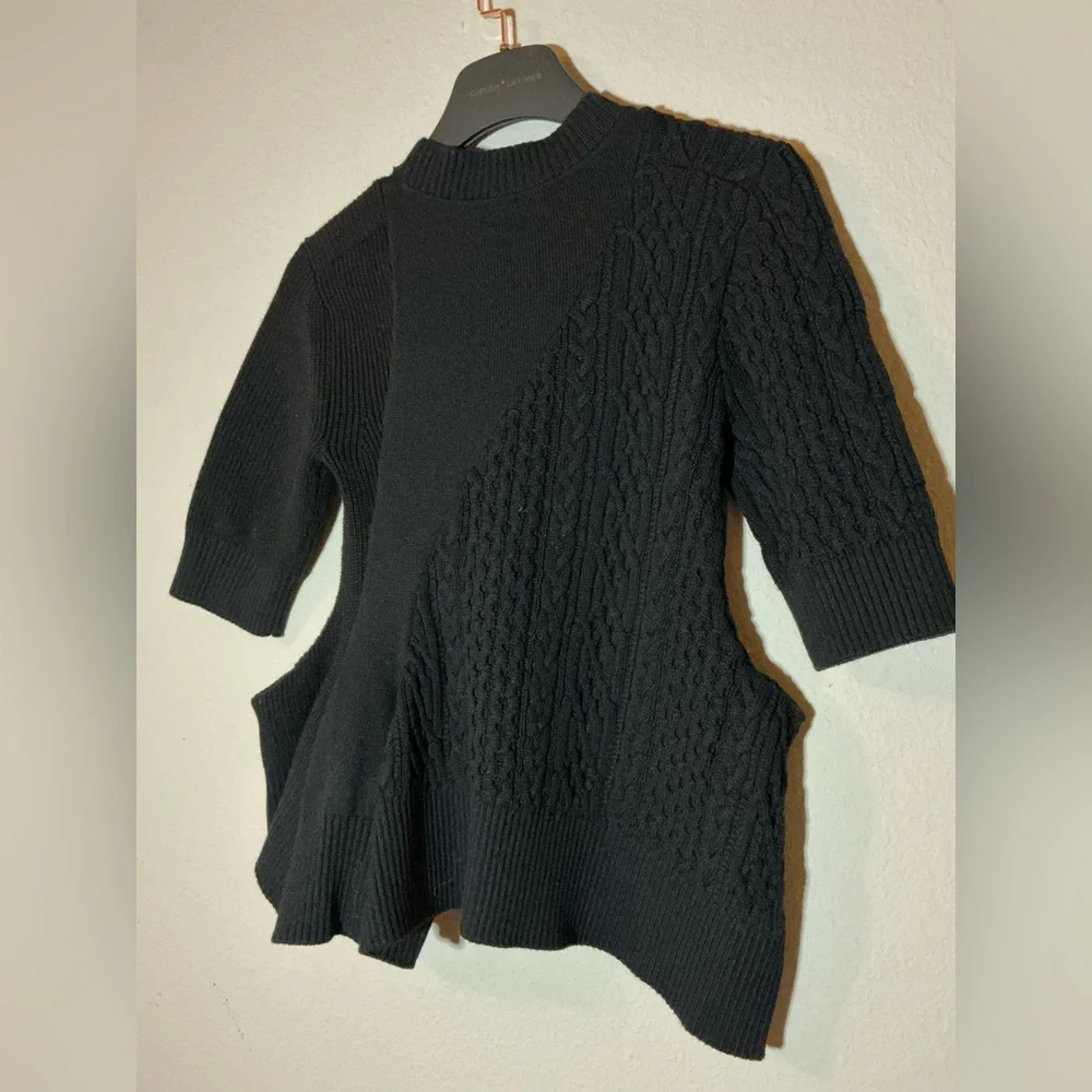 NWOT SACAI Cable Knit Flared Top - Black SIZE 1 (S) - Picture 10 of 12